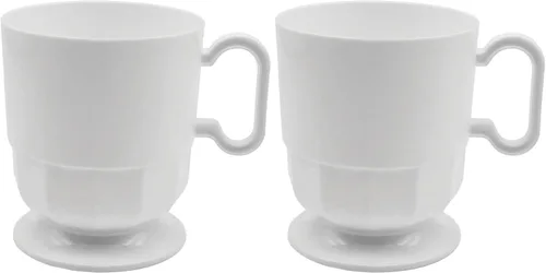 Vista 9 de Party Essentials Taza de café de plástico duro de 8 onzas con asa, 20 unidades, color negro bistró