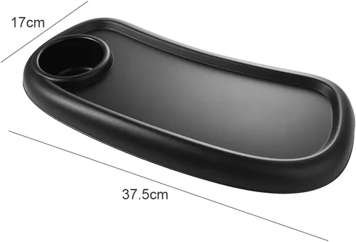 Vista 5 de Leadigol Bandeja de aperitivos para cochecito con soporte para tazas, mesa de cena para cochecitos de bebé, práctica bandeja para cochecito