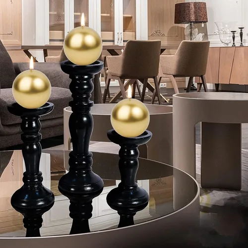 Vista 7 de Velas de pilar rústicas de bola de teñido anudado, velas redondas sin perfume de 3 pulgadas para decoración de bodas y decoración del hogar, juego