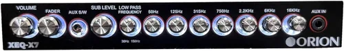 Vista 4 de Orion XEQ-X7 ecualizador gráfico de 7 bandas con entrada AUX frontal de 3.5mm – EQ de audio para auto de medio DIN con control de subwoofer