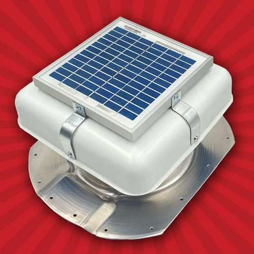 Vista 3 de Solar RoofBlaster para contenedores de envío Conex acanalados de 3.5 pulgadas (blanco) Ventilador de techo alimentado por energía solar