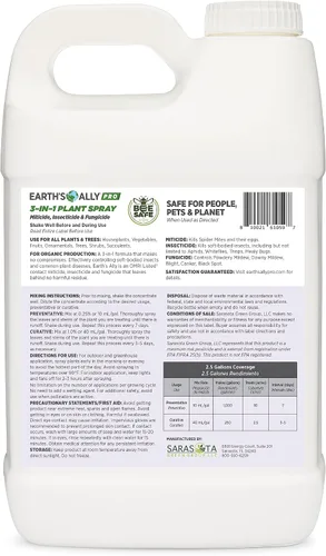 Vista 2 de Earth's Ally Spray 3 en 1 para Plantas Concentrado de 2.5 Galones para Plagas y Enfermedades - Insecticida Orgánico, Fungicida, Miticida - Listado