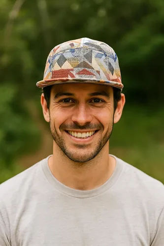 Vista 4 de Gorra de 5 paneles Diseños únicos multicolor Gorras para hombres y mujeres Grande o XL