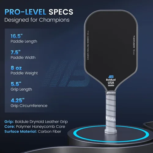 Vista 5 de Paletas de pickleball de fibra de carbono aprobadas por USAPA de nivel profesional para jugador agresivo y ofensivo, raqueta de pickleball