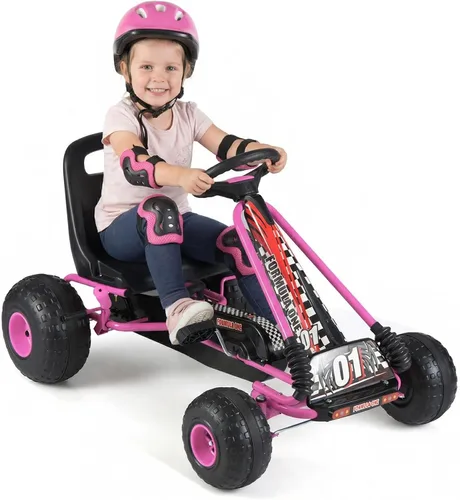 Vista 14 de HONEY JOY Pedal Go Kart, Go Kart de Pedal de 4 Ruedas para Niños Pequeños, Juguete de Coche de Pedal de Carreras, Adelante/Atrás, Asiento