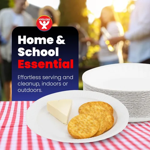 Vista 7 de Hygloss Platos de Papel Pequeños a Granel de 6 Pulgadas - Platos de Postre Desechables para Fiestas, Pasteles, Aperitivos, Bocadillos, Vajilla