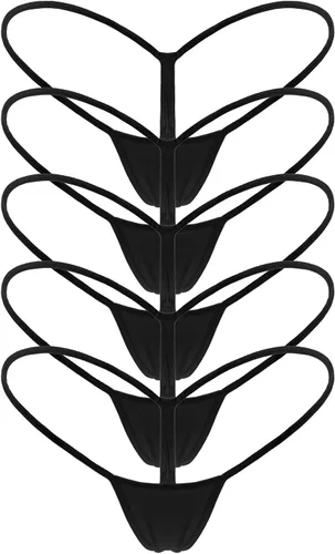 Vista 9 de Tangas Micro Tangas Pequeñas Bragas Ropa Interior para Mujer 5-packs Beige