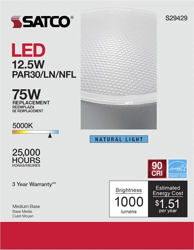 Vista 7 de Satco S29429 12.5 vatios; LED PAR30LN; 5000 K; paquete de 12 cumple con California
