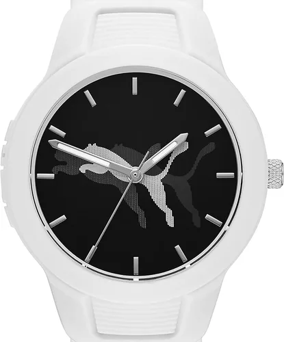 Vista 4 de PUMA Reset V2 - Reloj de silicona con fecha de tres manecillas con logotipo de gato saltando