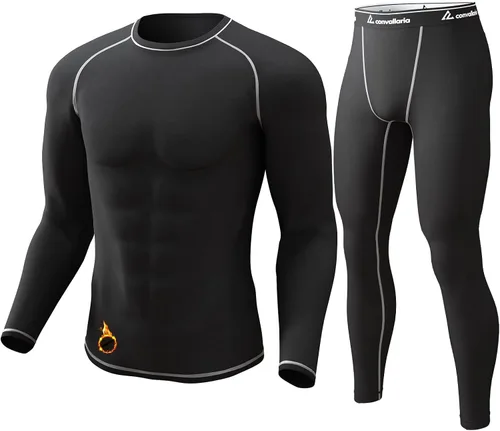Vista 12 de Ropa interior térmica para hombre, conjuntos largos de ropa interior para A#2 Negro/Camo Negro