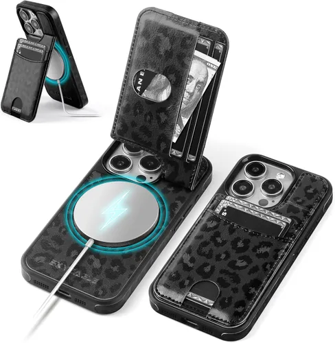 Vista 18 de SkyEagle Funda compatible con Magsafe para iPhone 13 Pro Max con soporte para tarjetas, función atril, bloqueo RFID, ranuras para tarjetas de Verde