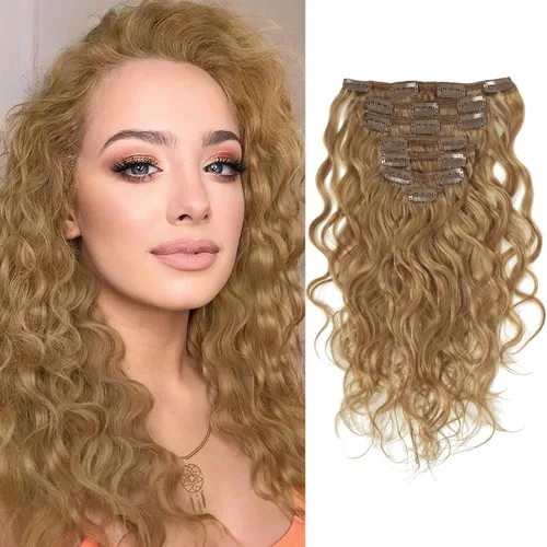 Vista 15 de Caliee - Extensiones de cabello rizado con clip 3B 3C Jerry, extensiones de clip de cabello rizado 14 pulgadas 1B color natural, extensiones