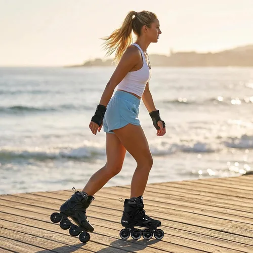 Vista 4 de Patines en línea profesionales para hombres y mujeres, patines de fitness para adultos, hombres y mujeres, cómodos y transpirables, con forro