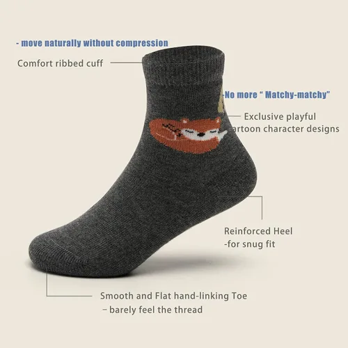 Vista 3 de Aisyee Calcetines de algodón para niños, calcetines sin costuras para niños, calcetines coloridos de cuarto de punto, paquete de 6