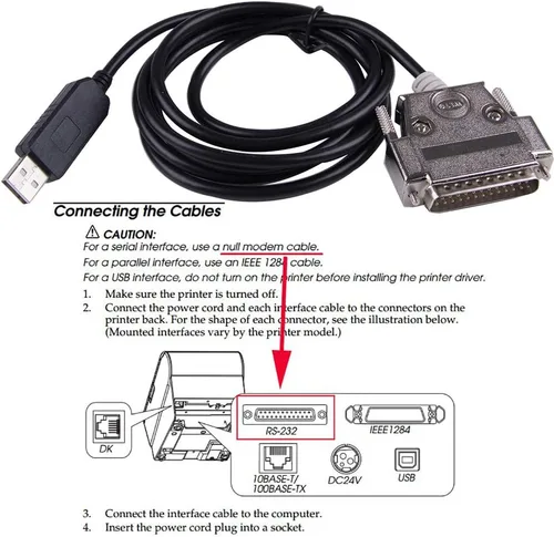 Vista 5 de USB a DB25 Convertidor serie macho Apdater módem nulo Crossover Cable de impresora FTDI programación para impresora Epson TM-T88V