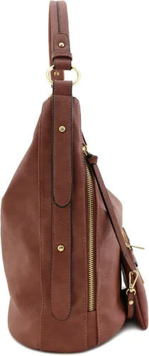 Vista 3 de 2pc Set Faux Leather Large Hobo Bag with Pouch Purse