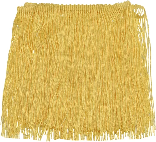 Vista 9 de Uxcell 10 yardas y 4 pulgadas beige con flecos de cadeneta - poliéster, estilo bohemio para múltiples ocasiones