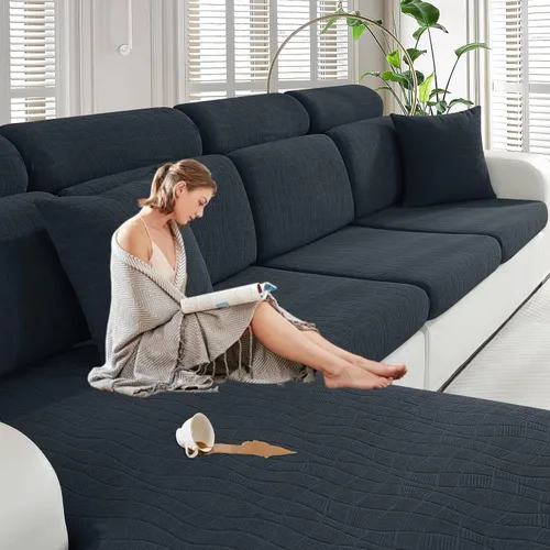 Vista 20 de MAXIJIN Fundas impermeables para cojín de sofá Fundas elásticas para asiento de sofá Fundas lavables, Fundas seccionales para cojines de exterior