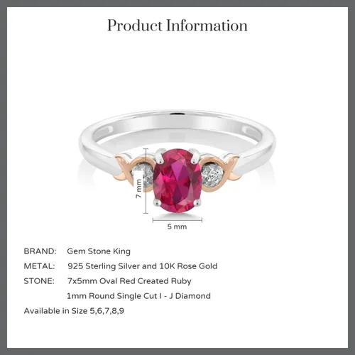 Vista 39 de Gem Stone King Anillo de compromiso de plata de ley 925 y oro rosa de 10 quilates, piedra preciosa ovalada de 0.276 x 0.197 in, con acento