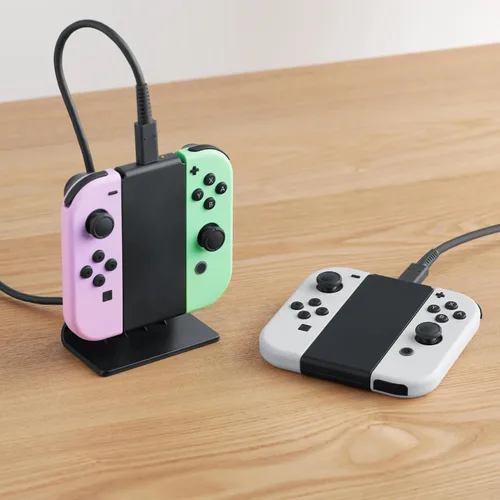 Vista 5 de Soporte de carga Joycon (de dos vías) Interruptor de 2 vías Joy Con controlador Cargador Accesorios de carga con cable de carga NO