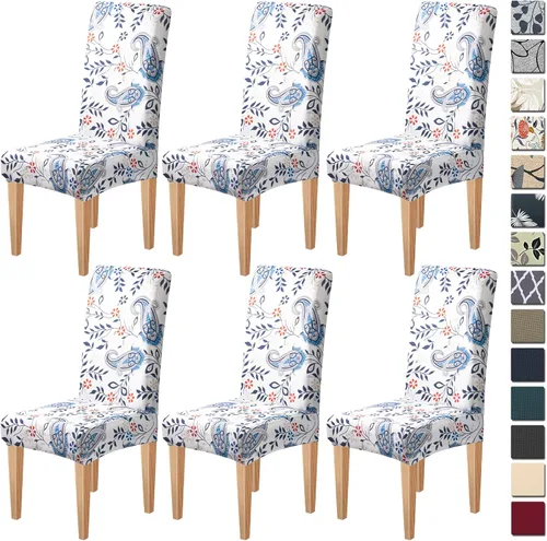 Vista 22 de Dioxide Fundas de Silla de Alto Estirar para Sillas de Comedor, Juego de Fundas de Silla de Comedor Lavables de 4, Fundas de Asiento de Silla