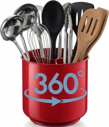 Vista 11 de Cooler Kitchen Portautensilios Jumbo Extra Grande Resistente Giratorio Negro con Base Pesada Antivuelco e Inserto con Agarre - A Prueba de Óxido