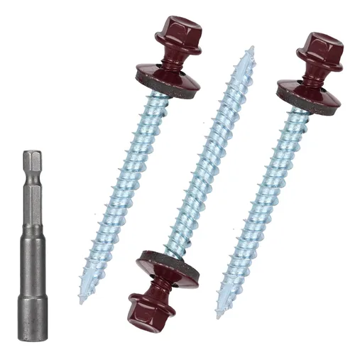 Vista 40 de Tornillos para techos de metal de 10 x 1 pulgada, tornillo para techo de chapa metálica con cabeza hexagonal negra y arandela EPDM para techos