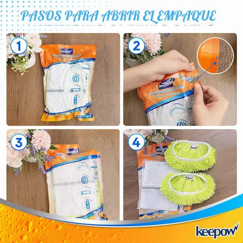 Vista 7 de KEEPOW - Juego de 2 almohadillas de microfibra de felpilla reutilizables compatibles con Swiffer Sweeper