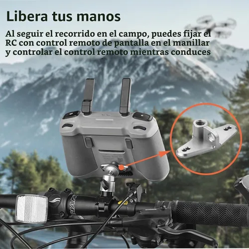 Vista 2 de RC2 Adaptador de montaje de bicicleta para DJI Mini 3 Pro/Mini 4 Pro/Mini 3/Neo controlador con pantalla 1/4 puerto de tornillo para montaje