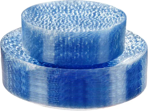 Vista 16 de Rubtlamp 60 platos de plástico, platos desechables de color marrón transparente, platos de plástico martillados resistentes, platos desechables