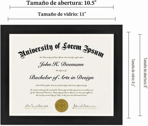 Vista 2 de Americanflat - Marco de diploma de 8.5 x 11 pulgadas con vidrio resistente a las roturas - Marcos de documentos con madera de ingeniería - Colección