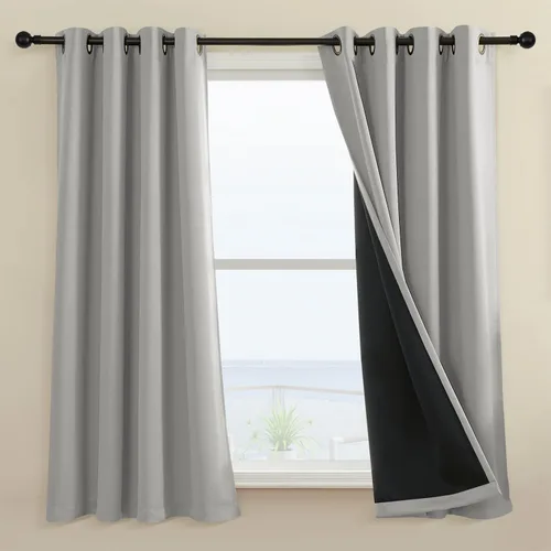 Vista 30 de Rutterllow - Cortinas 100% opacas, paneles de cortina con ojales, aislamiento térmico y bloqueo de luz para habitación y sala de estar