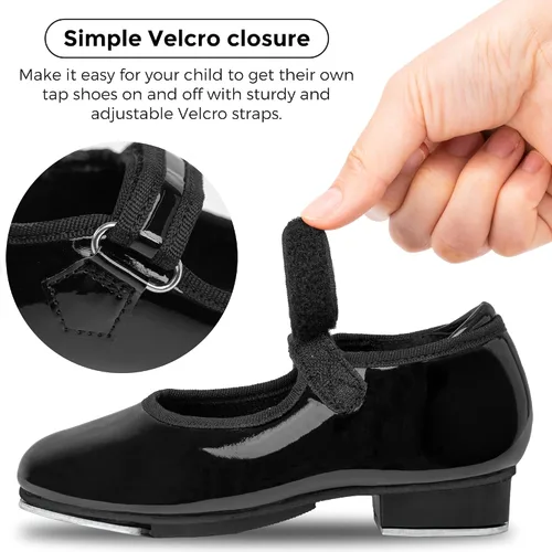 Vista 5 de Stelle Tap Shoes - Zapatos de baile antideslizantes de piel sintética para niñas y niños pequeños y grandes