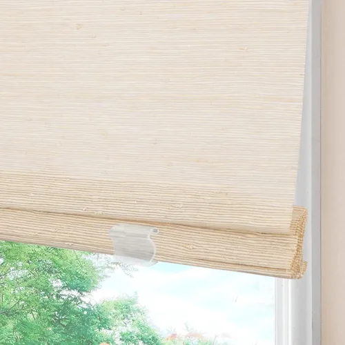 Vista 13 de Persianas romanas de bambú inalámbricas, 100% lino natural, diseño 1