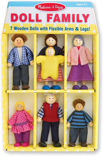 Vista 6 de Familia de 7 piezas de muñecas de madera Melissa & Doug para casa de muñecas (2-4 pulgadas cada una)