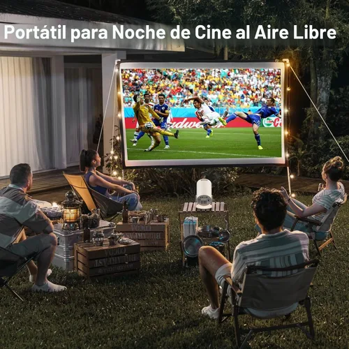 Vista 7 de [Aplicaciones integradas] PANSEBA Mini proyector inteligente ajustable de 270° con WiFi 6 y Bluetooth, proyector de película para exteriores
