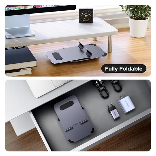 Vista 6 de UGREEN Soporte para tablet para escritorio con base giratoria de 360°, soporte de aluminio ajustable de múltiples ángulos, accesorios para el hogar