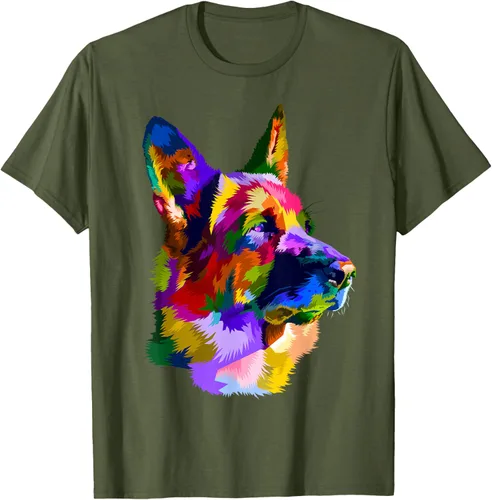 Vista 90 de Camiseta con retrato de pastor alemán para dueños de perros, Negro, S