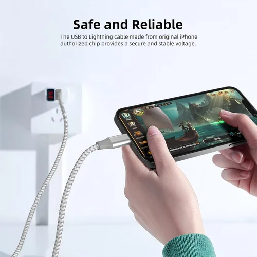 Vista 10 de Cargador para iPhone, paquete de 3 cables Lightning de 10 pies