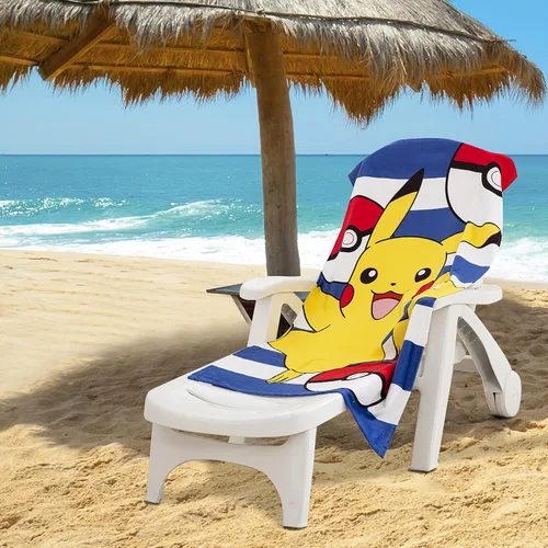 Vista 6 de Northwest Toalla de playa Pokémon – Diseño de Pikachu y Poké Ball – Toalla suave y absorbente de 30 x 60 pulgadas para baño, piscina o playa