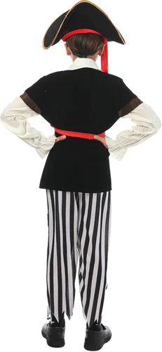 Vista 5 de TICIFEN Disfraz de pirata para niños, juego de rol de pirata, abrigo para niños, pantalones, sombrero con accesorios, juego de lujo para fiesta