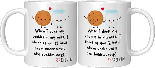 Vista 2 de When I Dunk My Cookies In My Milk I Think Of You - Novelty Coffee Mug White and Many Cute Colors - Funny Gift for Birthday Christmas Thanksgiving