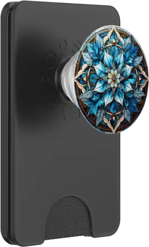 Vista 7 de Copo de nieve de invierno flor de invierno vidrieras PopSockets Standard PopGrip