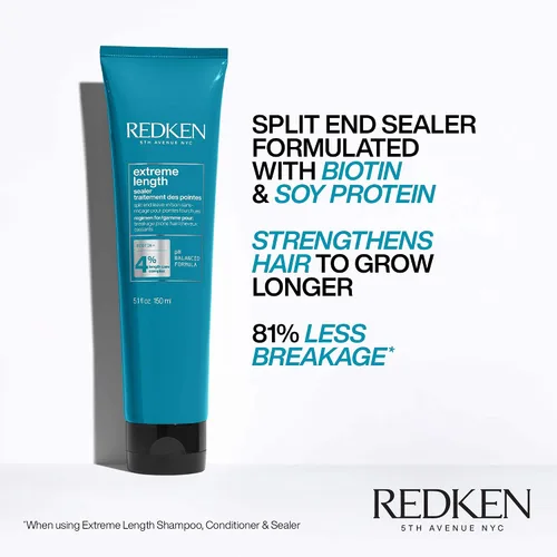 Vista 4 de Redken Extreme Length Biotin Shampoo For Longer Hair – Promotes Healthy Hair Growth, Strengthens Damaged Hair, Prevents Hair Breakage, Infused With