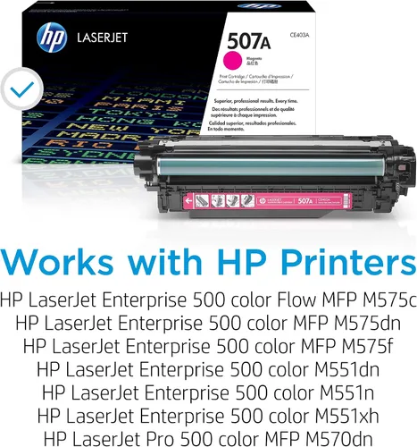 Vista 2 de HP 507A - (CE403A) - Cartucho de toner original LaserJet, color magenta.