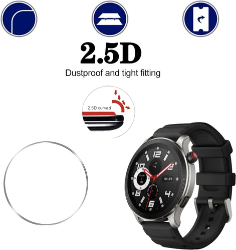 Vista 4 de Protector de pantalla de vidrio templado para Amazfit GTR 4, antiarañazos, antirreflejos, antihuellas, compatible con Amazfit GTR 4