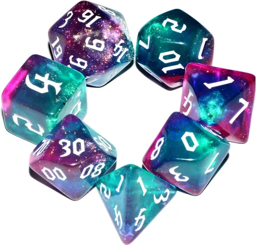 Vista 5 de Juego de dados DND de 7 piezas (azul negro)