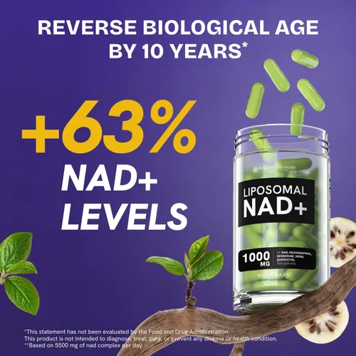 Vista 2 de Suplemento liposomal NAD para mujeres con Noni Suplemento de resveratrol NAD 5 en 1 con berberina y quercetina Alternativa al polvo puro NMN