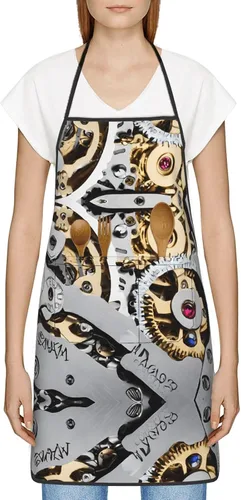 Vista 3 de Cool Steampunk Gears Apron,Printed Apron, Chef Pron,Home Cooking Apron
