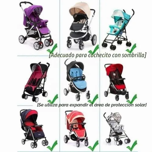 Vista 5 de Parasol universal para cochecitos, cubierta de protección UV transpirable, ajustable, parasol para cochecito de verano, accesorios para cochecito